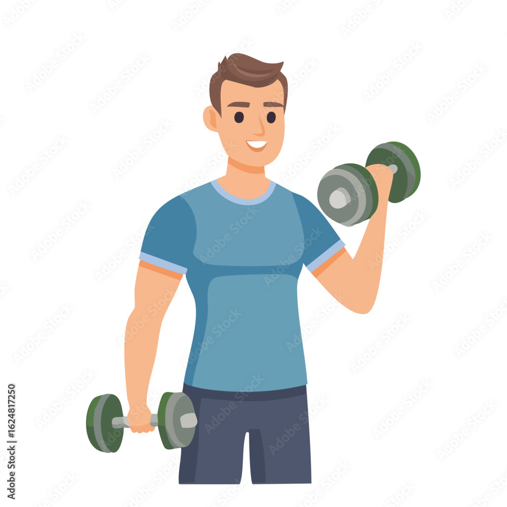 Athletic Man Working Out Lifting Dumbbells at the Gym - AI Generated Athletic Man Working Out Lifting Dumbbells at the Gym - AI Generated