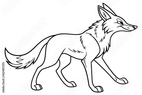 coloring page line art the jackal black vector
