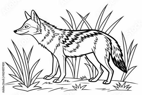 coloring page line art the jackal black vector