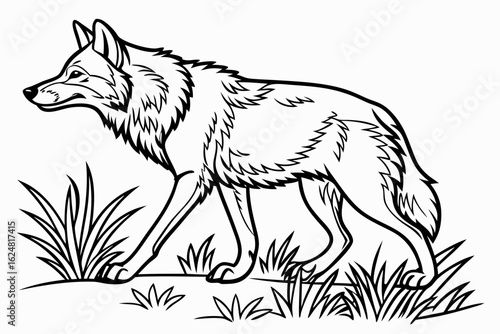 coloring page line art the jackal black vector