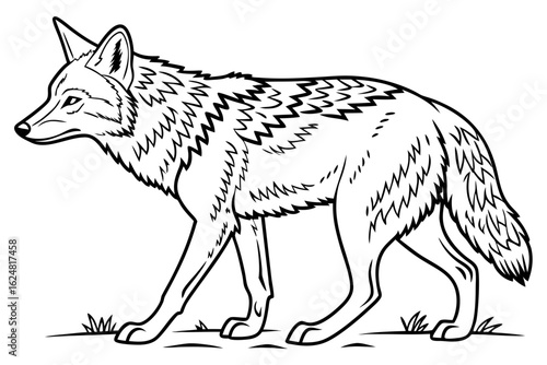 coloring page line art the jackal black vector