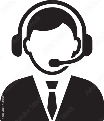 Customer service representative wearing headset icon