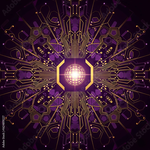 Quantum Computing Vector Concept with Glowing Qubit Icon