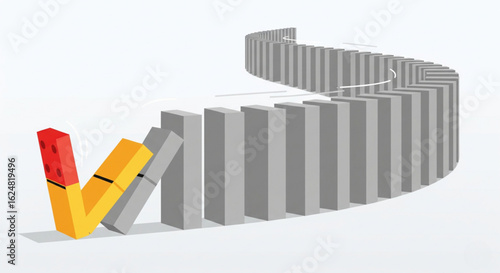 Catalyst Concept Vector with Colorful Domino Starting Chain Reaction