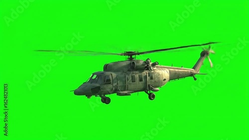 Wallpaper Mural Military Helicopter Flying in Formation Against Bright Green Screen Background. Torontodigital.ca