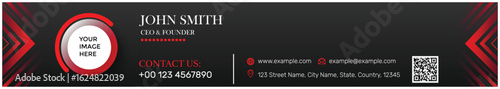Modern professional email signature template for john smith with contact details and qr code