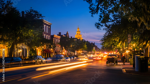 Historic Cityscape At Blue Hour With Illum