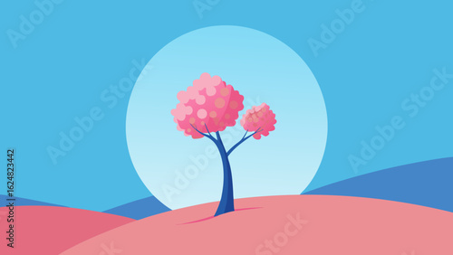 coral leaf tree landscape
