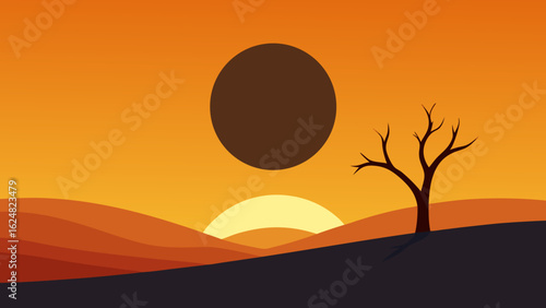 solar eclipse surreal landscape scene