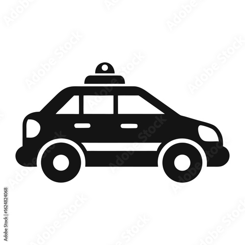 Black and White Police Car – Vector Graphic on White
