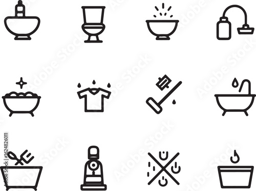 Modern icons for home cleaning and hygiene tasks