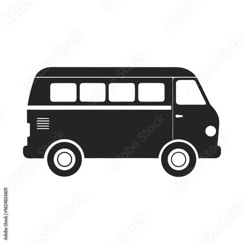 Van Silhouette – Black Vector Icon for Transport or Delivery"