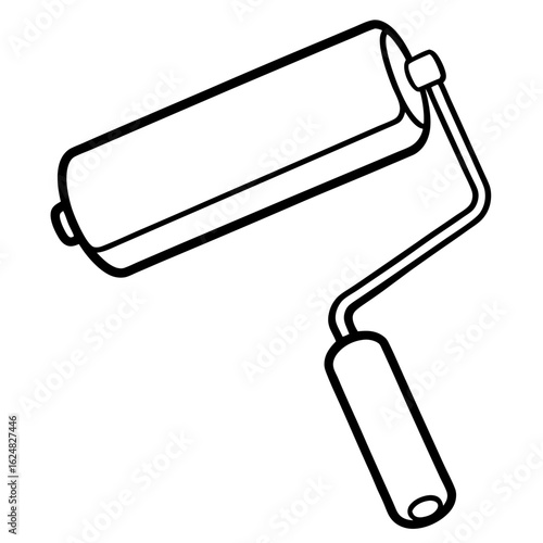 Minimal Paint Roller Outline Vector
