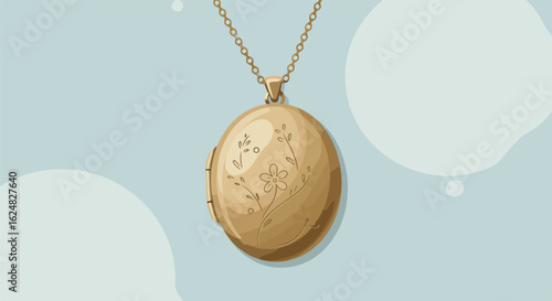 Locket Pendant A symbolic keepsake adorns a spotlit area on a dreamy backdrop