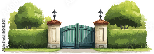 Watercolor-style Gate vector