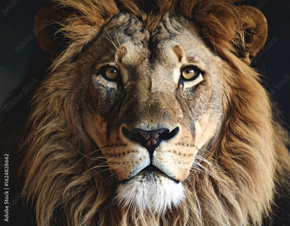 Fototapeta premium Majestic Lion Portrait – The King of the Jungle in Stunning Detail