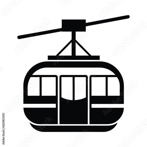 Cable Car Silhouette – Aerial Tramway Vector Icon