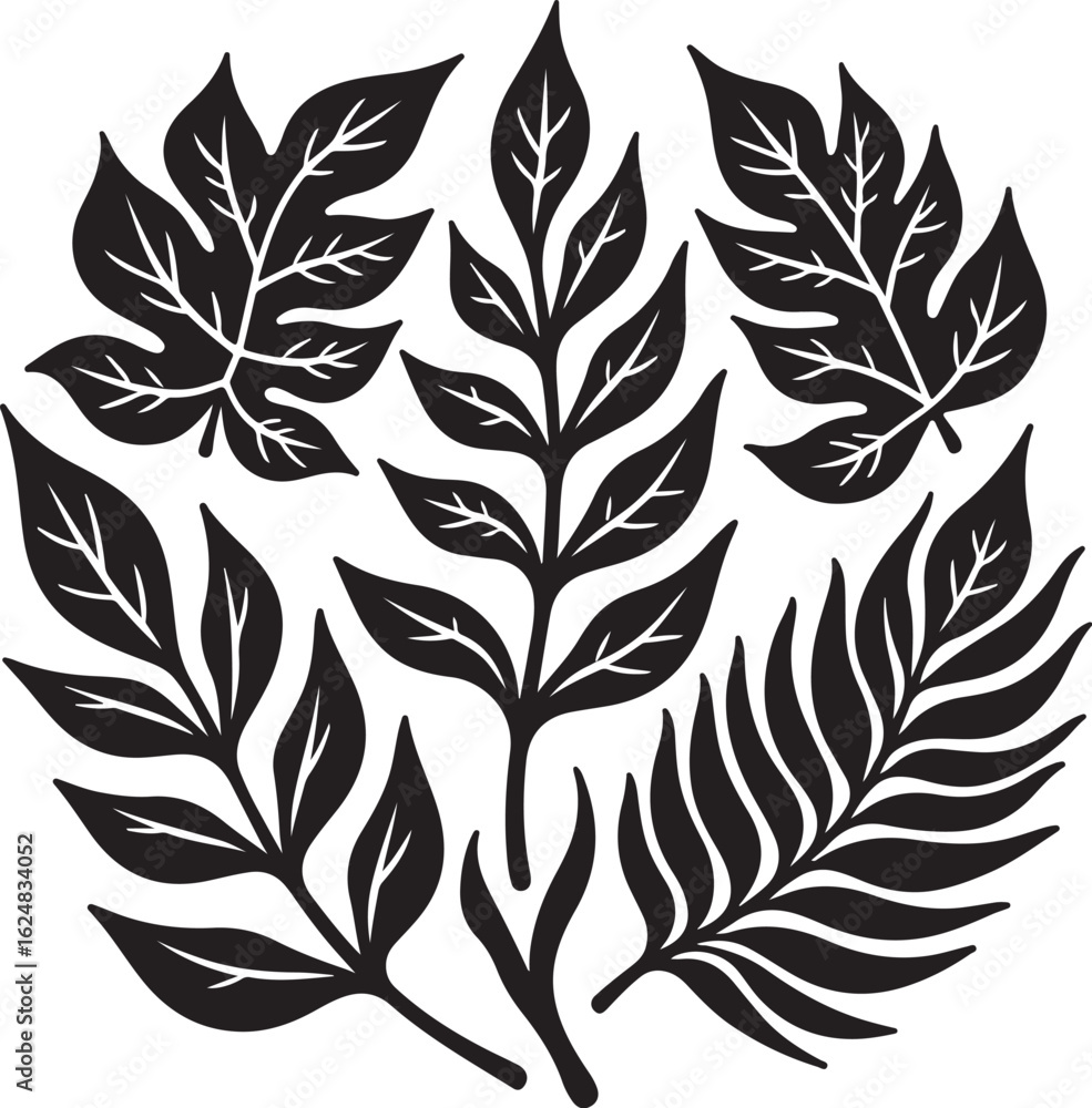 Fototapeta premium Elegant black leaf motif design for modern decor and branding