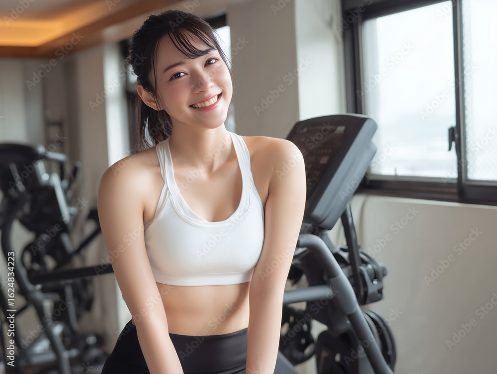 Fototapeta premium スポーツウェア姿で笑顔を見せる日本人女性