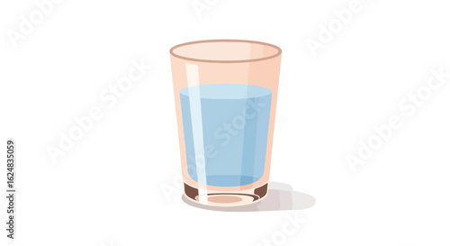 Clear glass filled with water on a clean white surface for a hydration concept