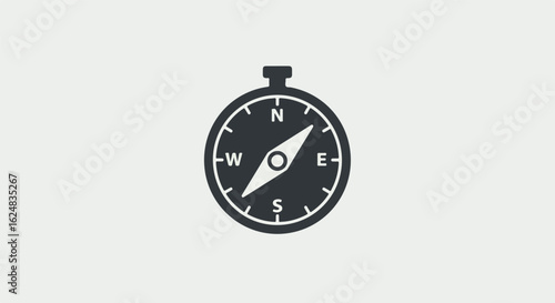 Compass pointing to North on a simple, light gray background for navigation