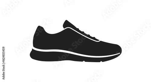 Silhouette of running shoe on white background for athletic activities