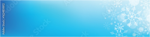 Beautiful blue winter banner with snowflakes and bokeh effect, perfect for holiday greetings and seasonal promotions