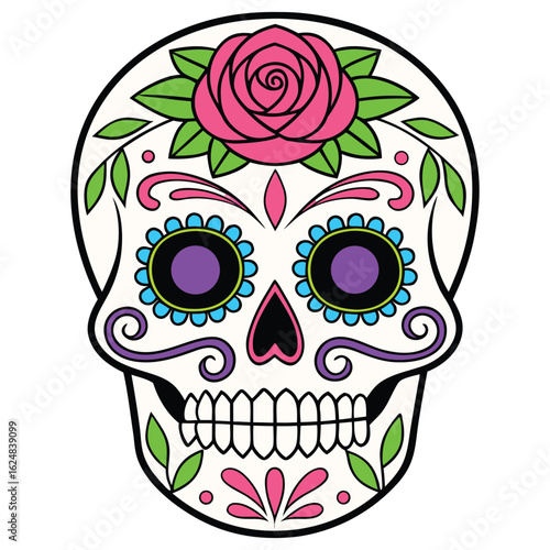 Festive Sugar Skull EPS Design Mexican Heritage Inspired Art