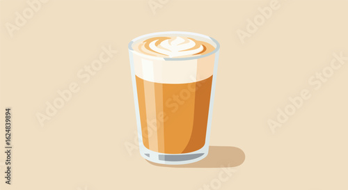 Latte with cream on light background. For posters, menus, coffee shops, etc