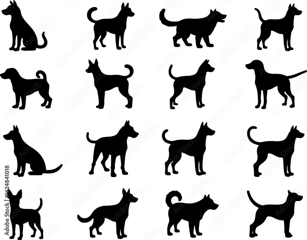 Fototapeta premium Dog Vector Silhouettes Collection bundle