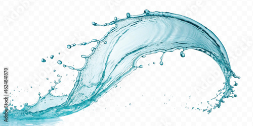 realistic 3d smooth liquid clean water splash in different color and curve  style isolated on transparent  background