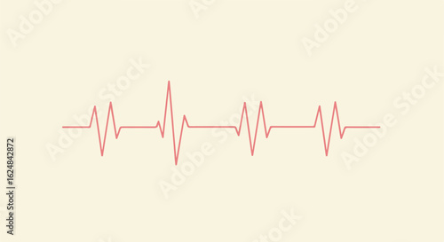 Minimal Heartbeat Trace on Plain Background For Medical Data Visualization