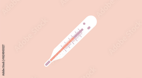 Thermometer flat lay on peach background for health articles or medical posters