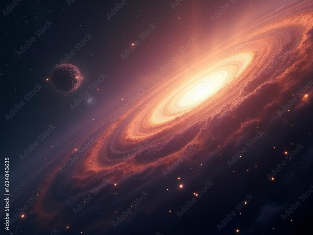 Obraz premium Naissance d’un système stellaire illuminant l’immensité cosmique aux anneaux flamboyants et planètes lointaines