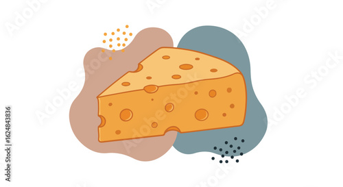 Cheese wedge illustration on abstract background for menus or food graphics