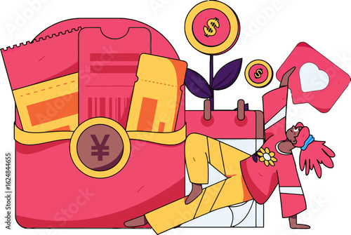 Effortlessly manage finances and grow wealth with this vibrant visual, symbolizing smart money management, savings, and successful financial planning for a prosperous future.