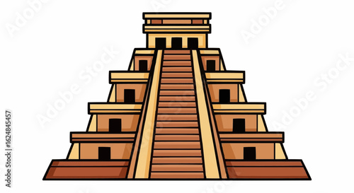 Mayan Temple Icon Vector Illustration.mexico, step, illustration, symbol, ancient, architecture, culture, clip art, pyramid, religion, structure, canada, cut out, drawing, no people, .