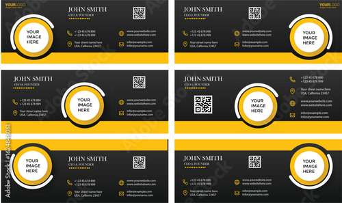 Wallpaper Mural Modern business card design with yellow and black elements and space for contact information Torontodigital.ca