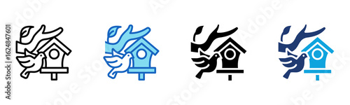 Birdhouse icon Multi Style Vector Illustration