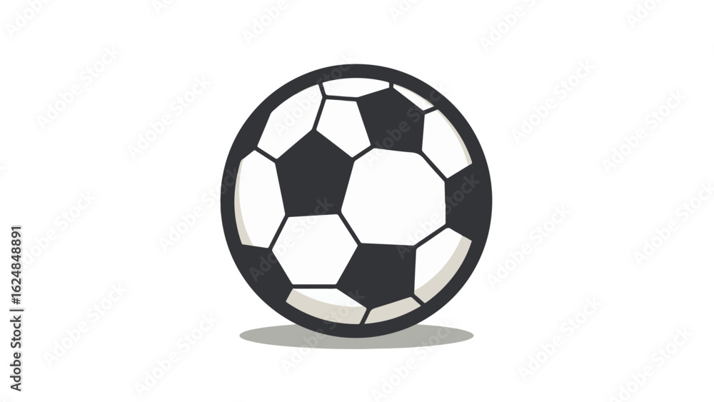Obraz premium Flat Black‑White Soccer Ball Icon, Vector Sports Emblem