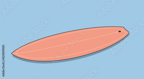 Flat Surfboard Still Life on Light Blue Background for Graphics Use