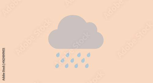 Light rain falling from a cloud on a beige background for use in a forecast