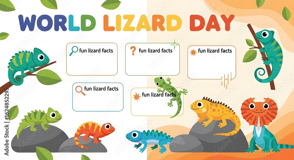 Naklejka premium vector illustration for World Lizard Day educational vibe for children