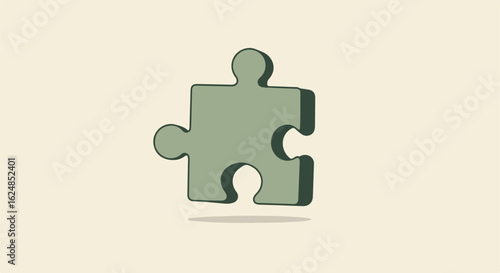 Single puzzle piece on solid background. Great for team/problem solving concepts