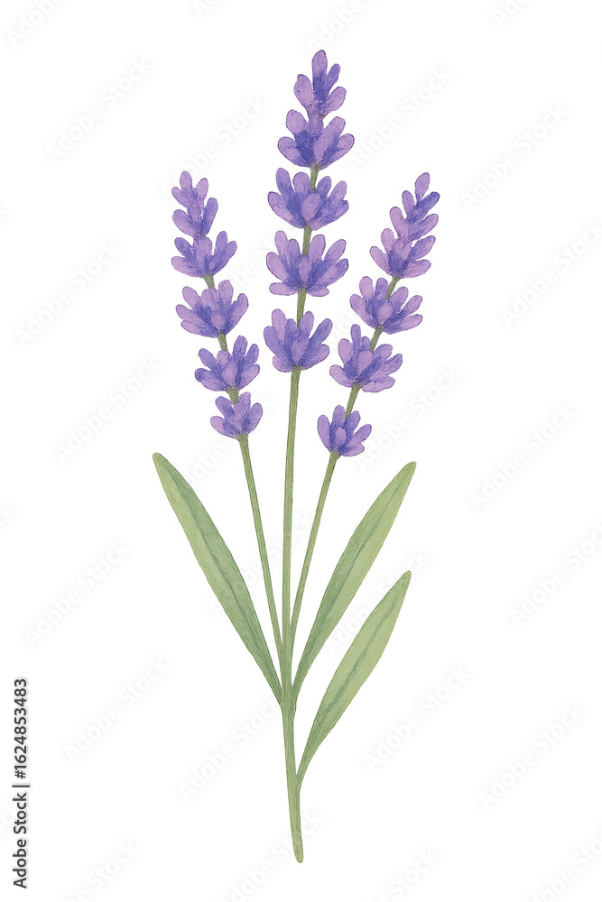 Naklejka premium Watercolor Lavender Flower on transparent background. Plant, floral