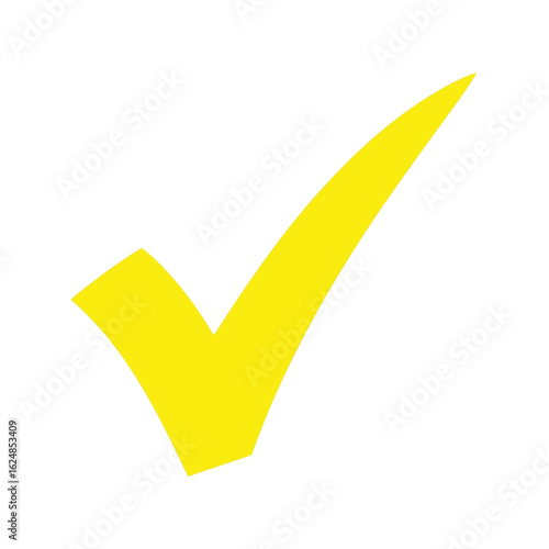 Bright Yellow Check Mark Isolated on White Background for Design and Approval with Clean Style and Modern Appeal