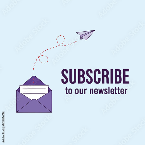 Subscribe to Newsletter Illustration with Paper Plane and Envelope for Email Marketing Campaigns and Announcements Online