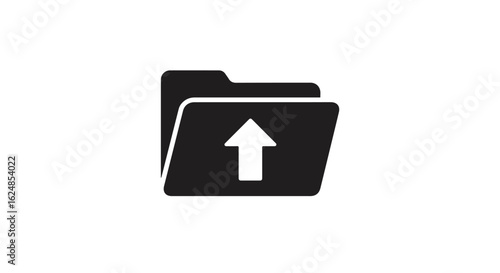 Upload folder icon on white. Transferring file, backup in progress