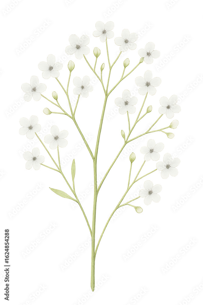 Naklejka premium Watercolor Gypsophila Flower on transparent background. Plant, floral