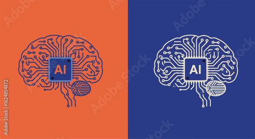 Brain-shaped circuit board on background, used to illustrate AI/machine learning